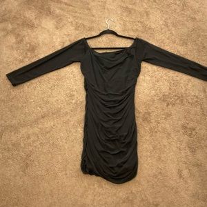 Black midi dress w/mesh sleeves
